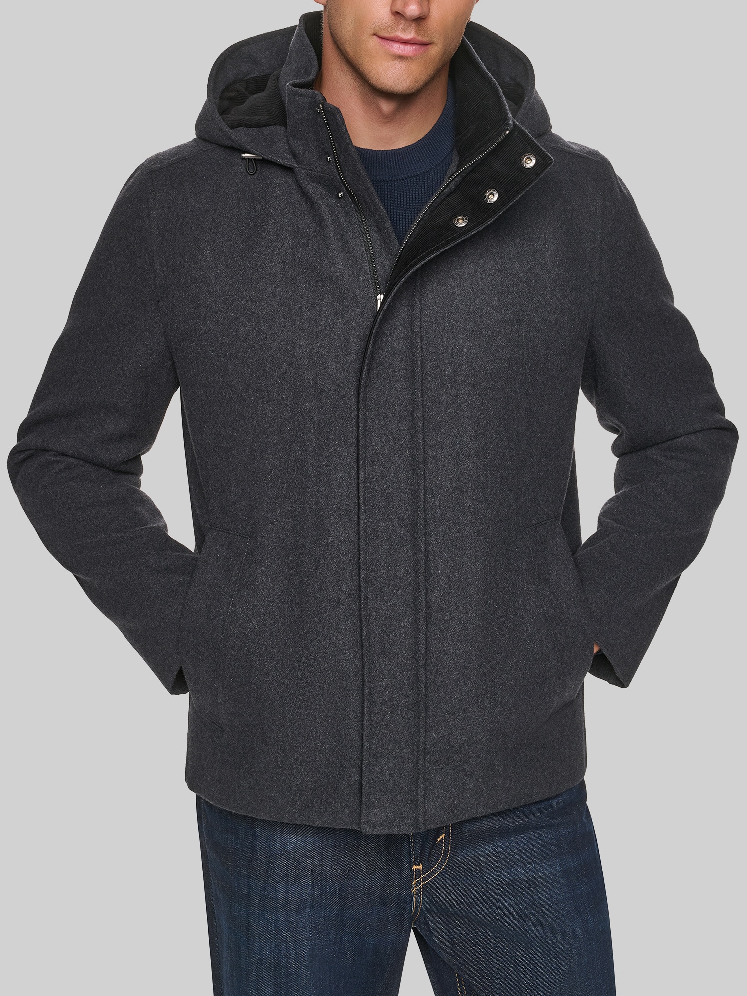 Wool Field Coat with Corduroy Combo