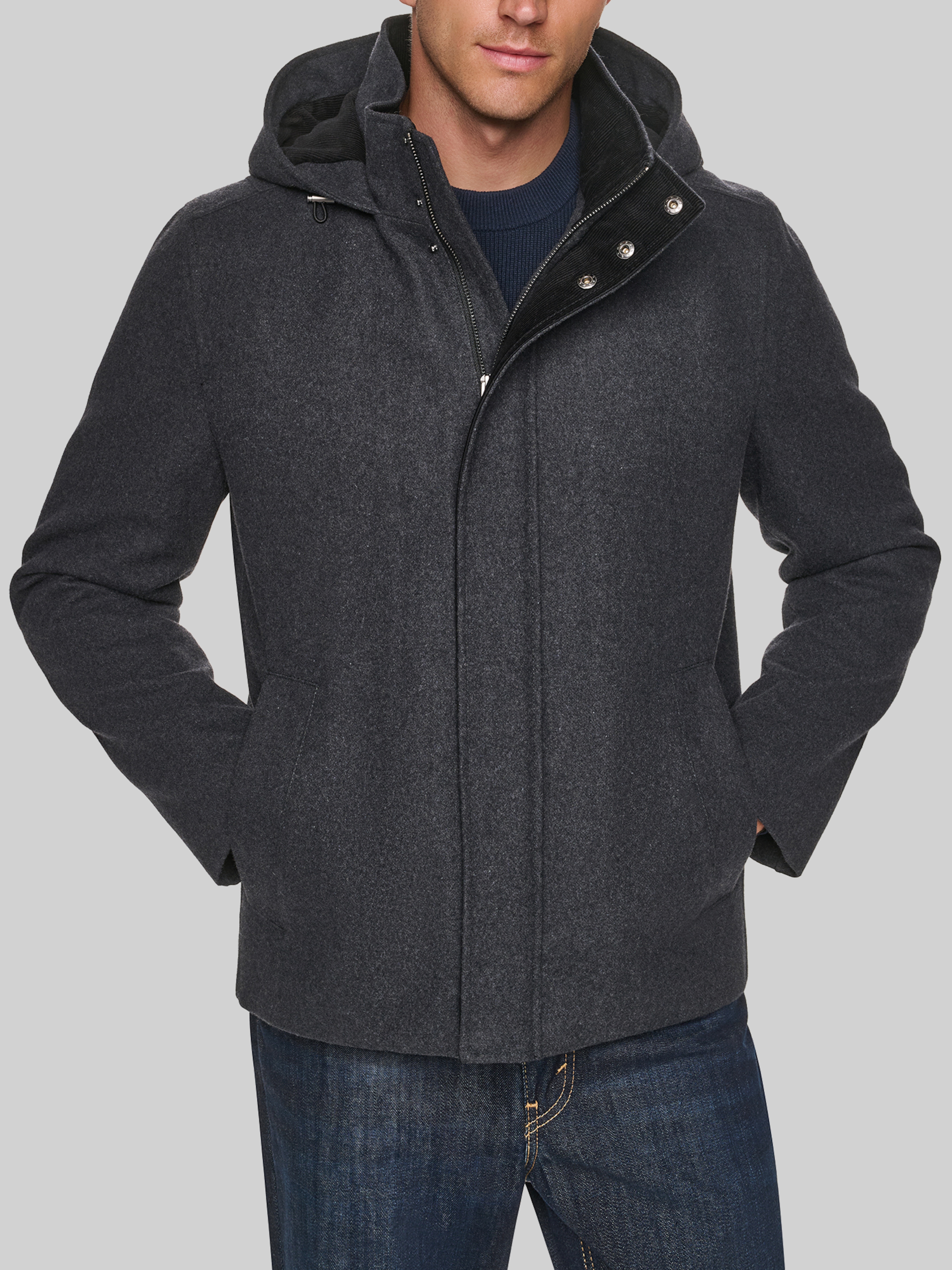 Wool Field Coat with Corduroy Combo