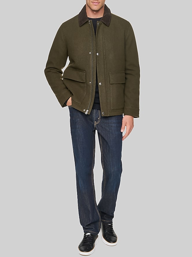 Cole Haan Corduroy Collar Barn Jacket, Olive - Image 3 of 7