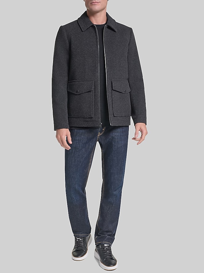 Cole Haan Shirt Collar Wool Plush Jacket, Charcoal - Image 3 of 6
