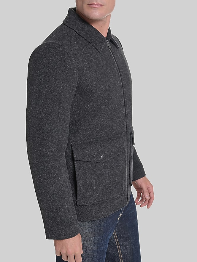 Cole Haan Shirt Collar Wool Plush Jacket, Charcoal - Image 6 of 6