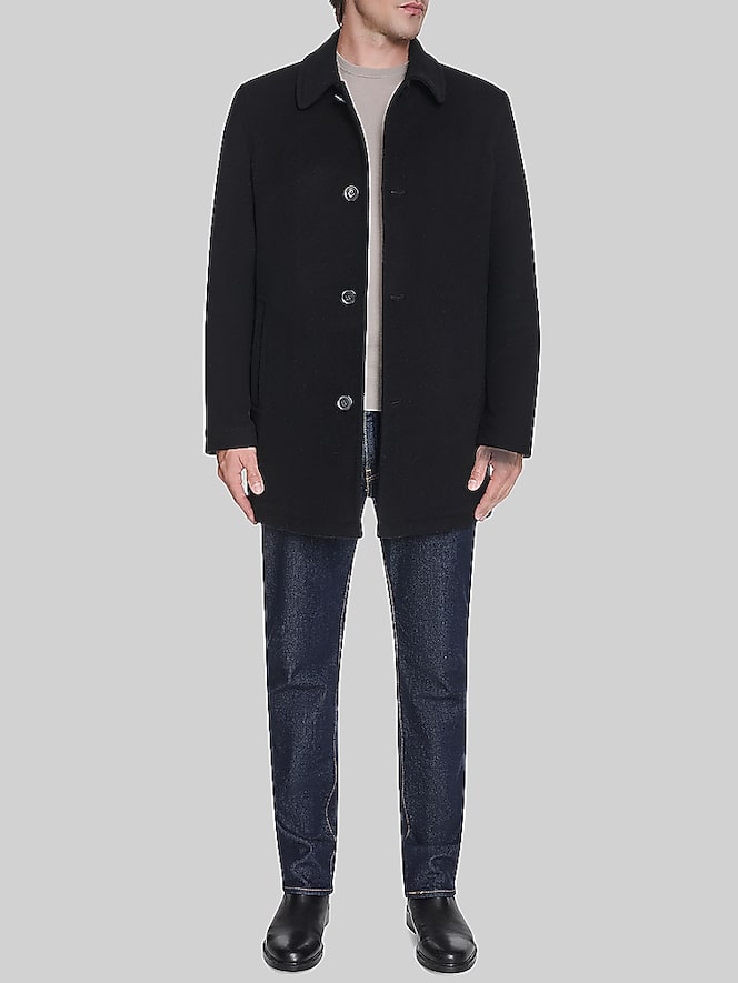 Cole Haan Wool Blend Button Front Coat, Black - Image 3 of 7