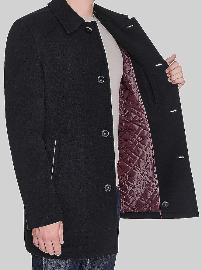 Cole Haan Wool Blend Button Front Coat, Black - Image 6 of 7