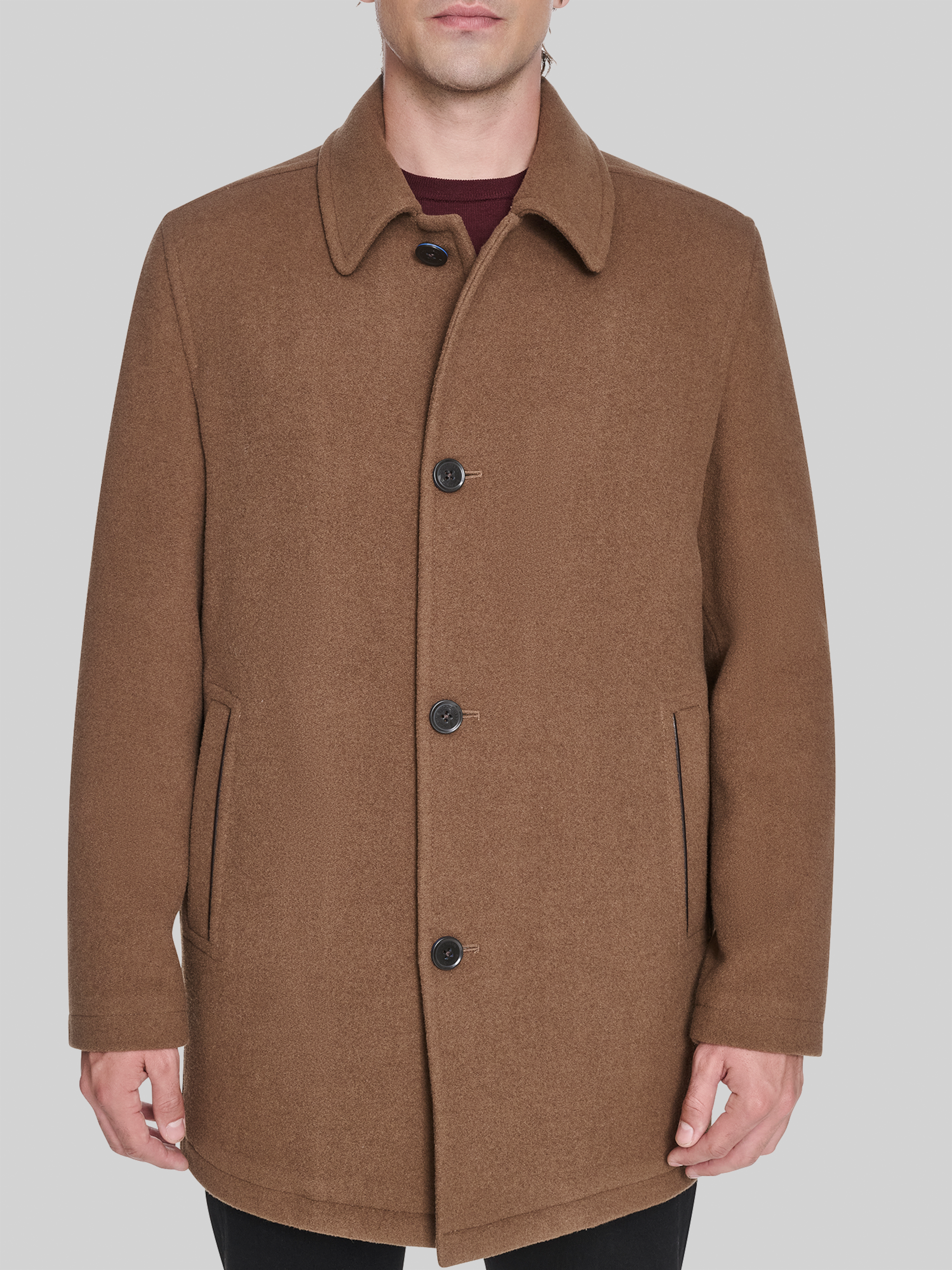 Wool Blend Button Front Coat