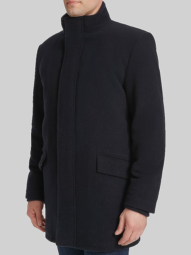 Cole Haan Wool Blend Standup Collar Car Coat