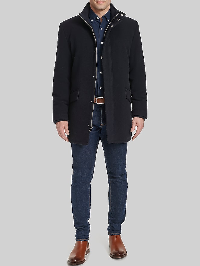 Cole Haan Wool Blend Standup Collar Car Coat