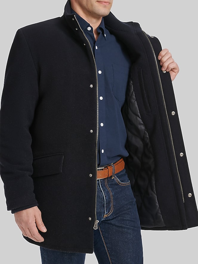 Cole Haan Wool Blend Standup Collar Car Coat