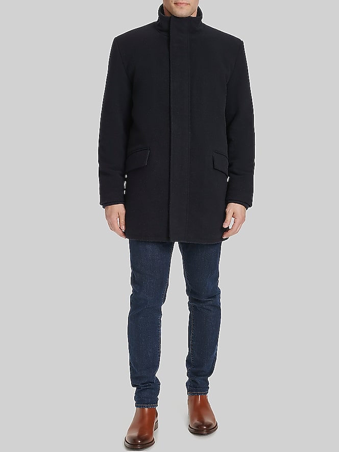 Cole Haan Wool Blend Standup Collar Car Coat