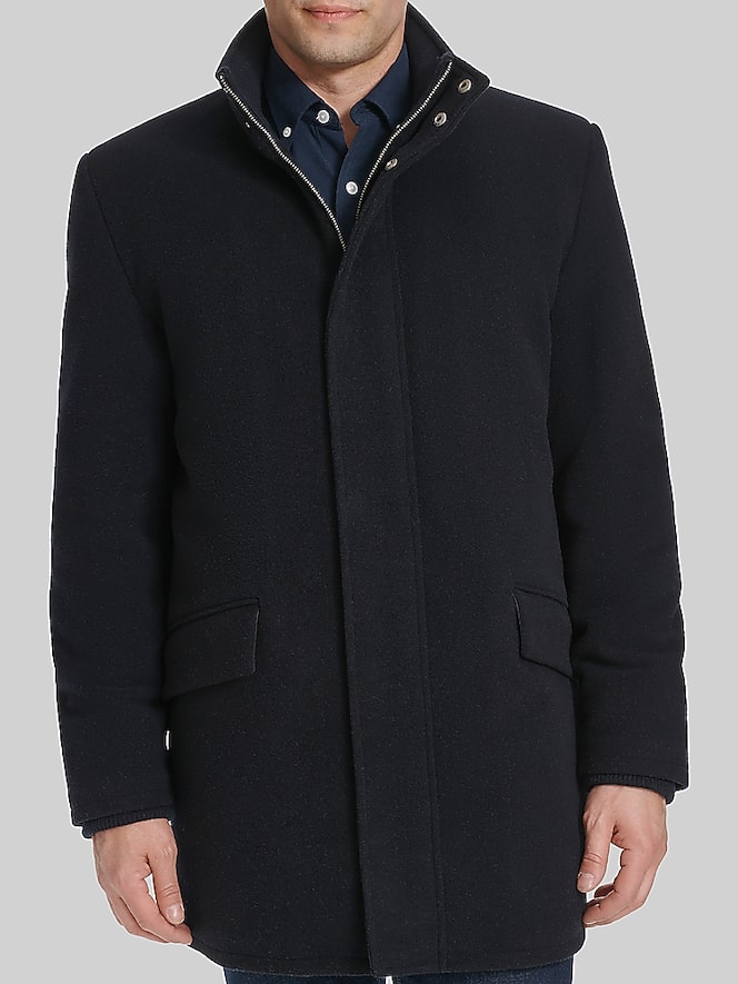Cole Haan Wool Blend Standup Collar Car Coat