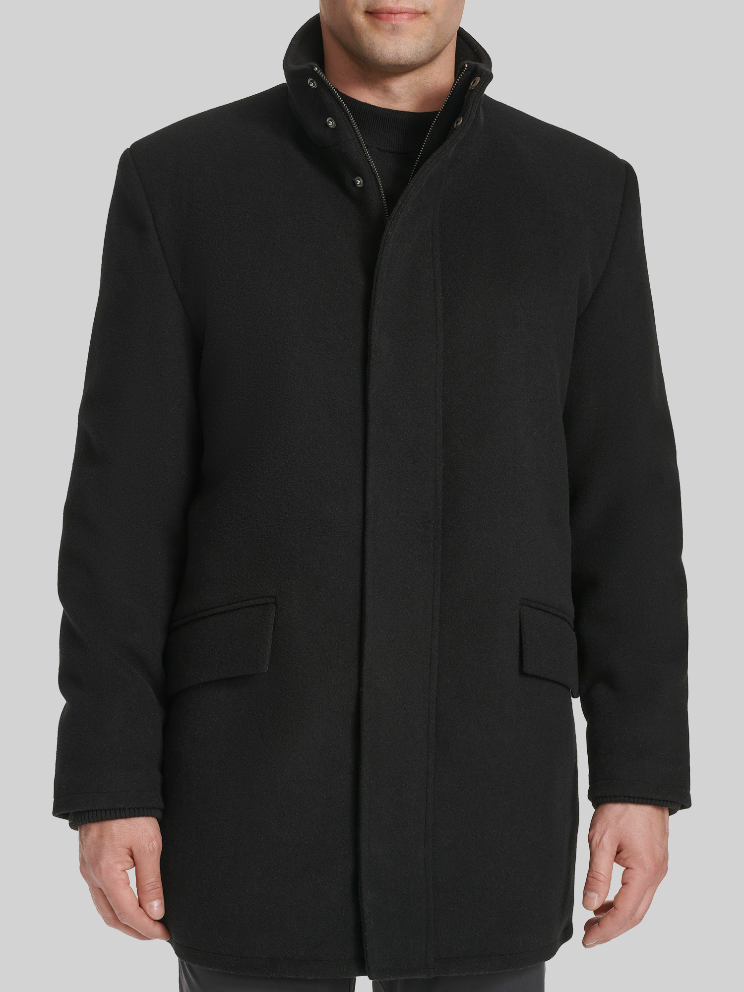 Wool Blend Standup Collar Car Coat