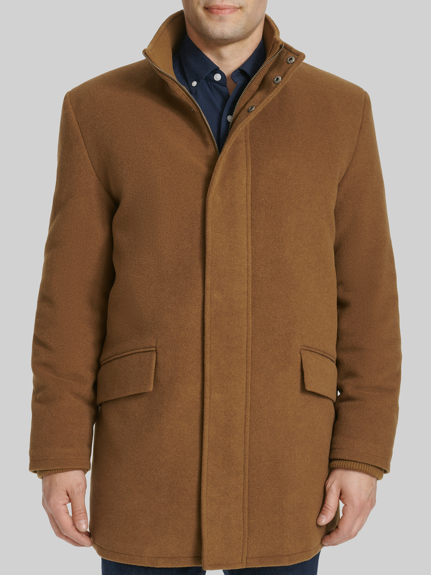 Wool Blend Standup Collar Car Coat