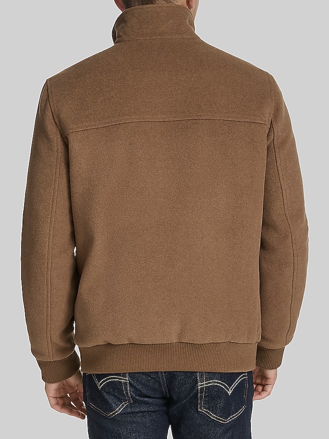 Cole Haan Wool Blend Stand Collar Bomber Jacket, Camel - Image 4 of 6
