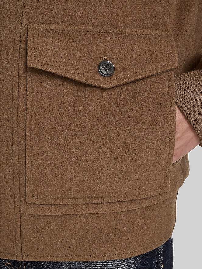 Cole Haan Wool Blend Stand Collar Bomber Jacket, Camel - Image 5 of 6