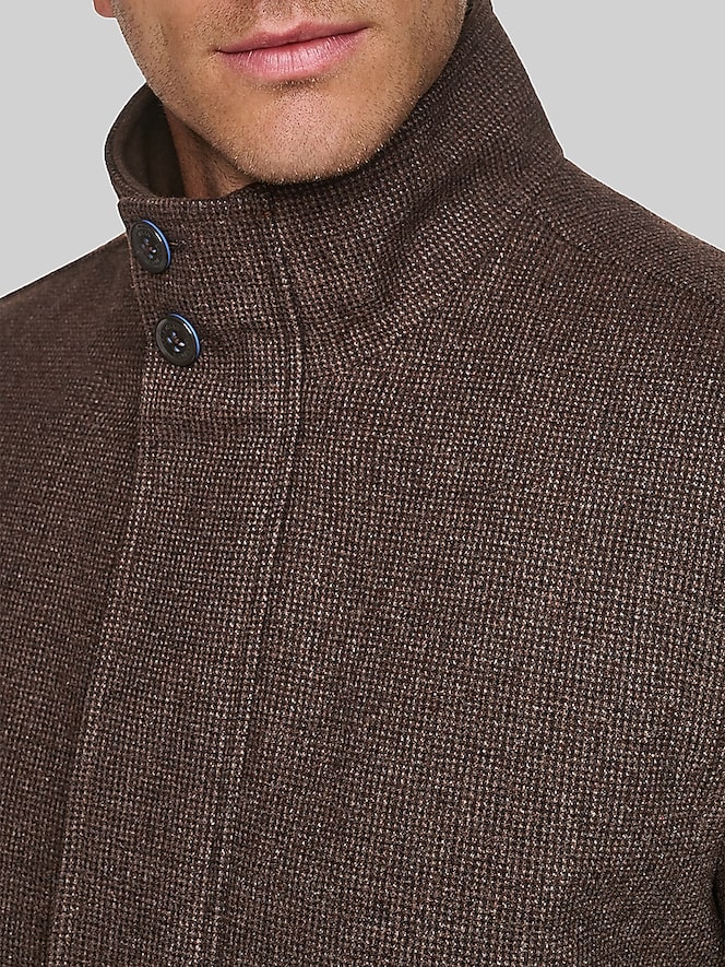 Cole Haan Wool Plush Stand Collar Bomber Coat