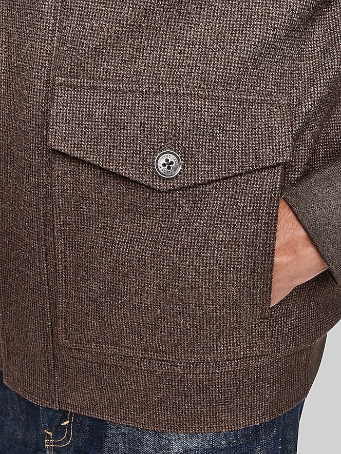 Cole Haan Wool Plush Stand Collar Bomber Coat