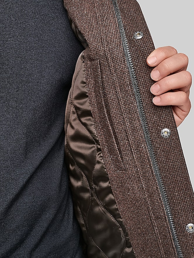 Cole Haan Wool Plush Stand Collar Bomber Coat