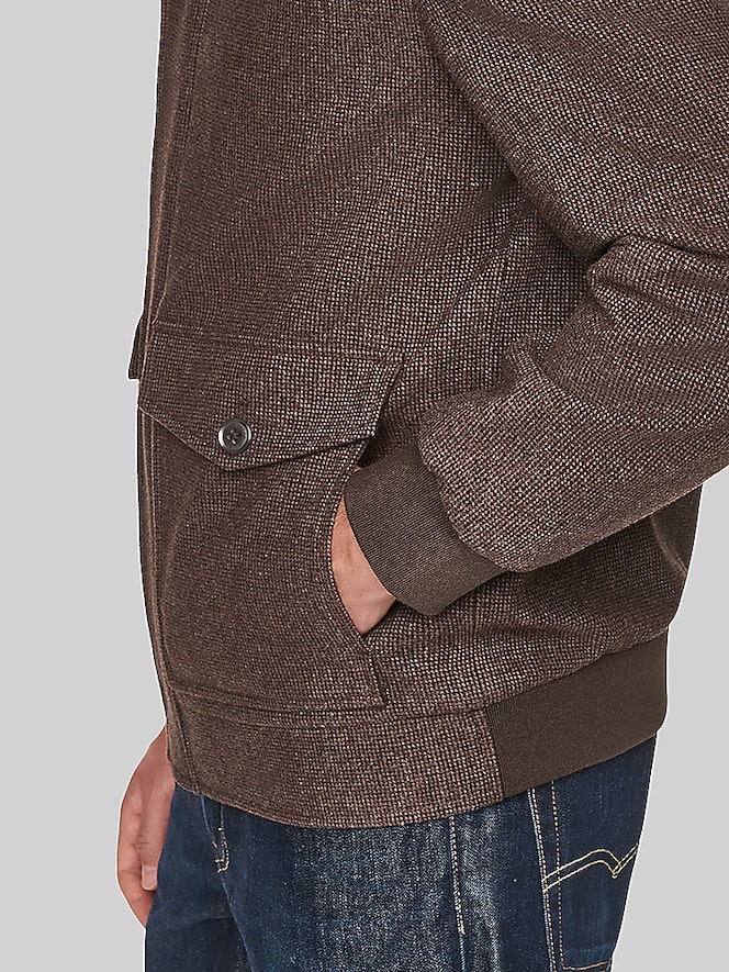 Cole Haan Wool Plush Stand Collar Bomber Coat