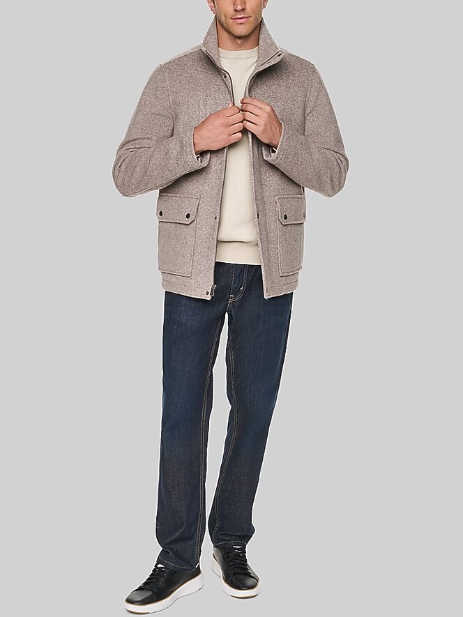 Cole Haan Wool Blend Twill Bomber Jacket