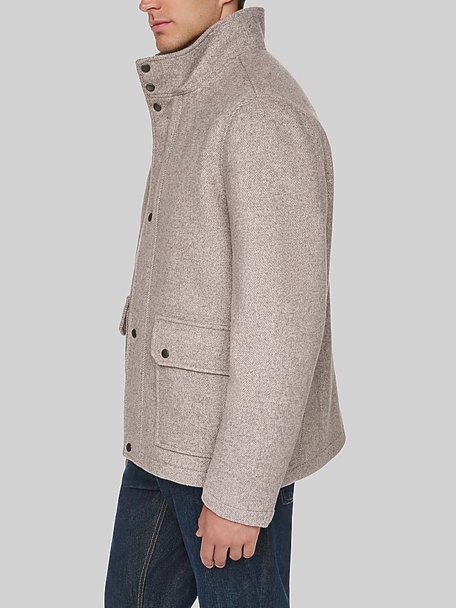 Cole Haan Wool Blend Twill Bomber Jacket