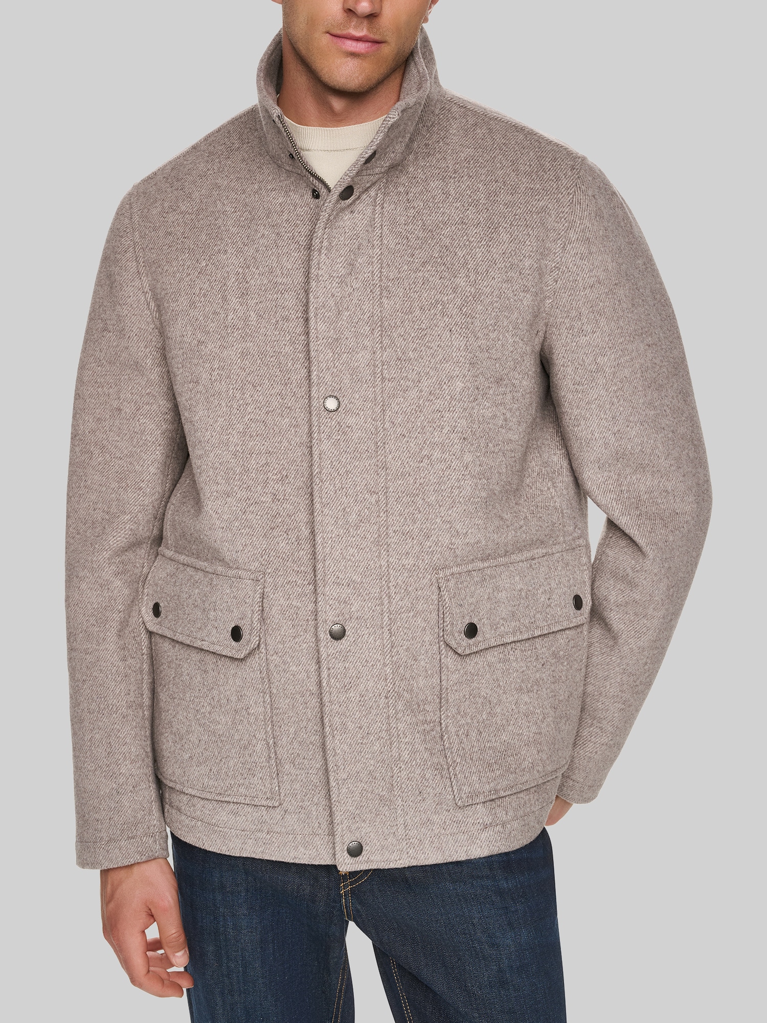 Wool Blend Twill Bomber Jacket