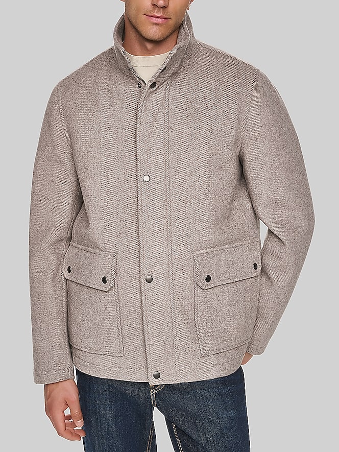 Cole Haan Wool Blend Twill Bomber Jacket
