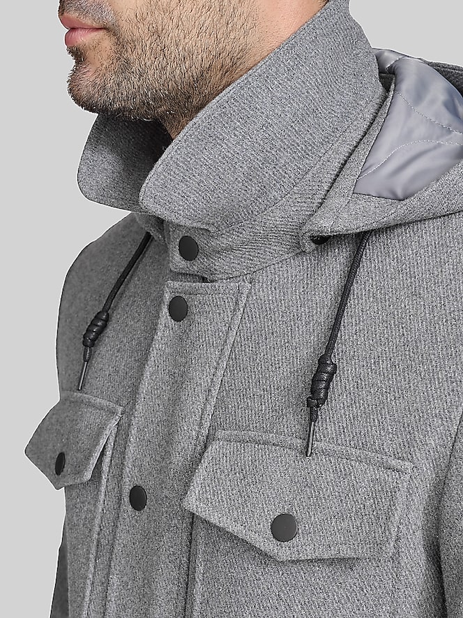 Cole Haan Wool Blend Twill Field Jacket, Light Grey - Image 2 of 7