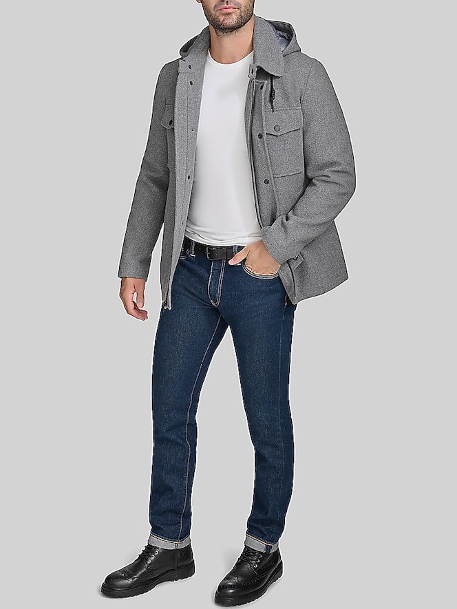 Cole Haan Wool Blend Twill Field Jacket, Light Grey - Image 3 of 7