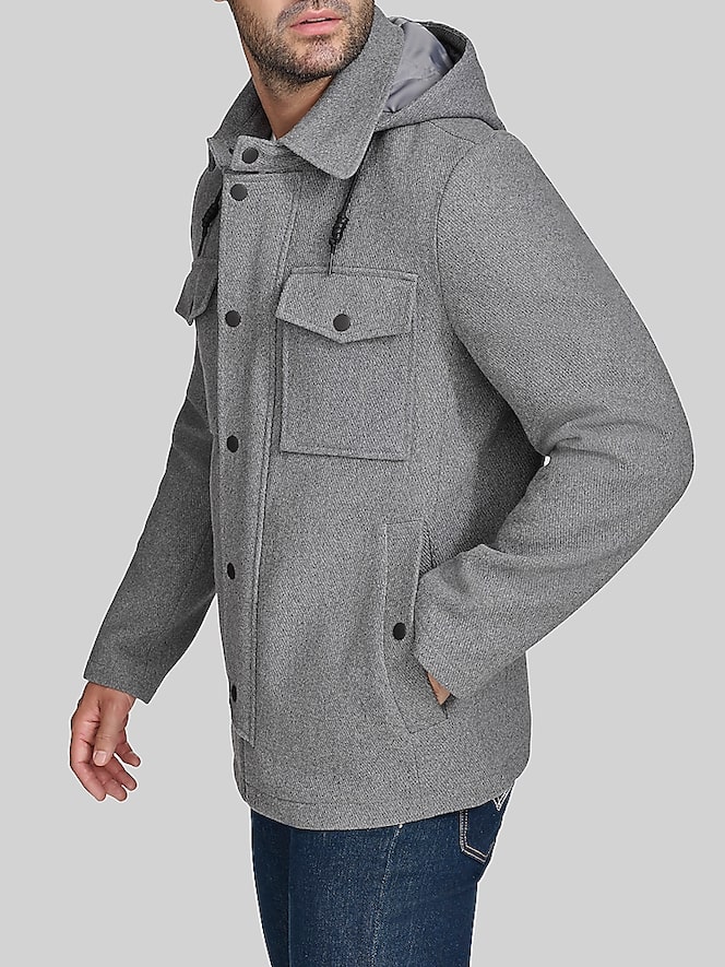 Cole Haan Wool Blend Twill Field Jacket, Light Grey - Image 1 of 7