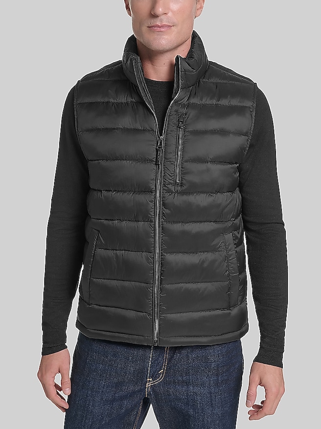 Cole Haan Zip Front Quilted Vest Black