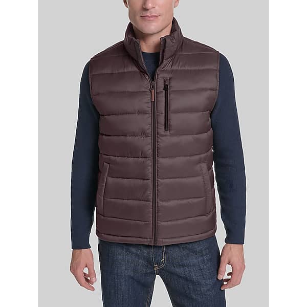 Cole Haan Mens Zip Front Quilted Vest Brown - Size: Small