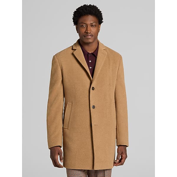 Calvin Klein Men's Prosper Topcoat Camel/Camelhair Blend - Size: 38 Short