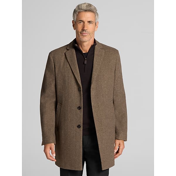 Calvin Klein Men's Regular Fit Prosper Topcoat Brown Bone - Size: 42 Long