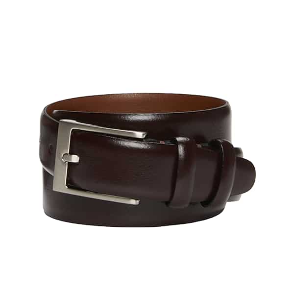 Egara Men's Double Loop Leather Belt Burgundy - Size: 40 Waist