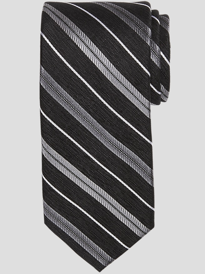 Black 100% Silk Solid Necktie With Handkerchief-Men'S Neck Ties - Mens Dress Tie - Trendy Mens Ties