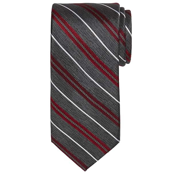 Pronto Uomo Men's Narrow Stripe Silk Tie Burg/Char - Size: One Size - Only Available at Men's Wearhouse TMW802R80006