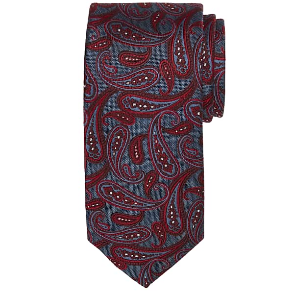 Pronto Uomo Men's Narrow Paisley Tie Burg/Blue - Size: One Size - Only Available at Men's Wearhouse TMW803R80006
