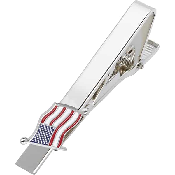 Pronto Uomo Men's American Flag Silver Tie Bar American Flag - Size: One Size - Only Available at Men's Wearhouse TMW804T80015