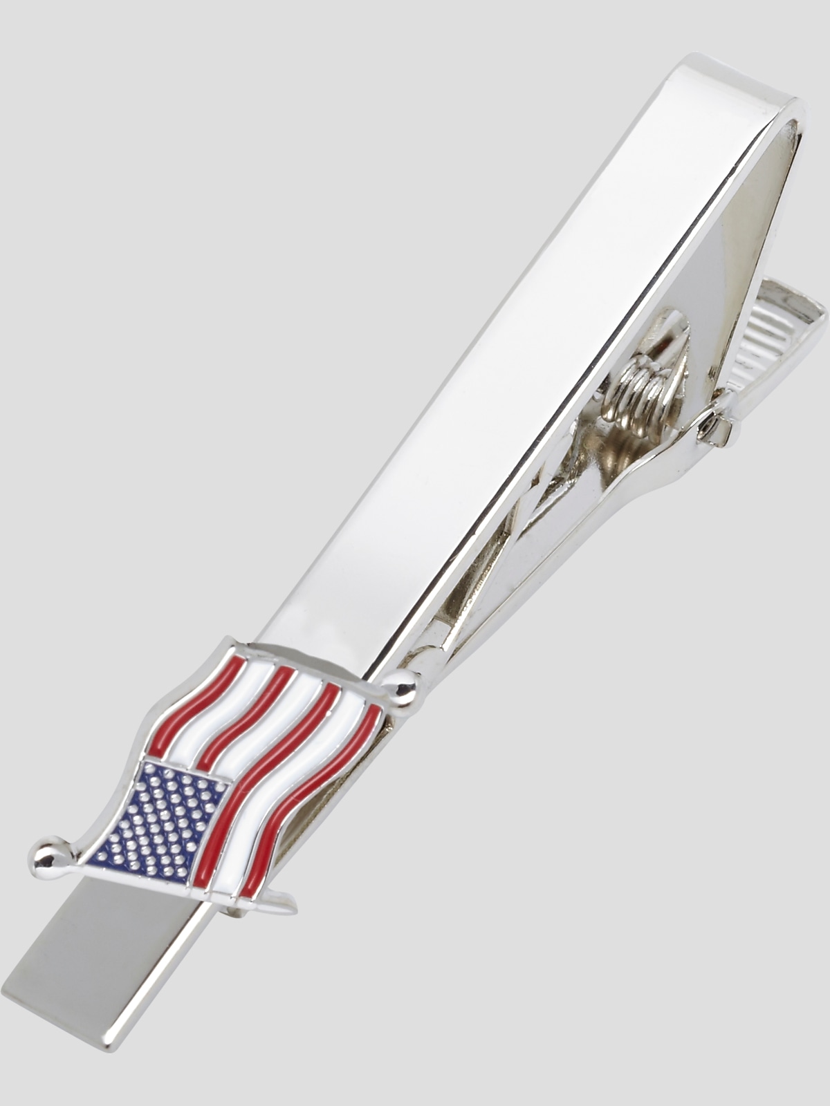 Pronto Uomo American Flag Silver Tie Bar Tie Bars & Tie Chains Men