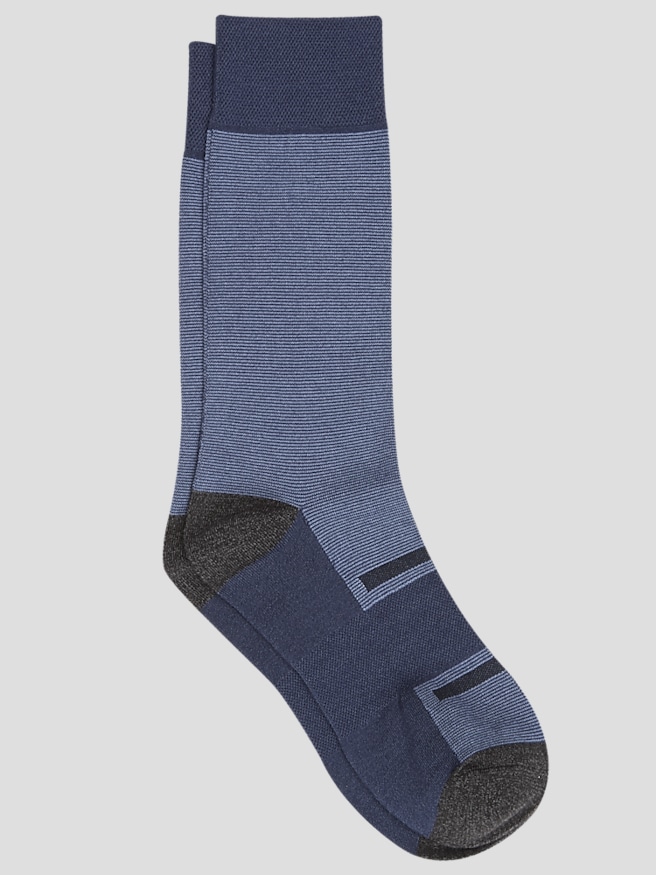 Pronto Uomo Men's Micro Stripe Pima Cotton Dress Socks, 1-pair , Xavier Navy / Blue