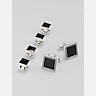 Pronto Uomo Etched Square Bead Cufflink and Stud Set
