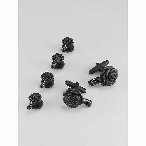 Pronto Uomo Men's Matte Black Rose Cufflink and Stud Set Gunmetal - Size: One Size - Only Available at Men's Wearhouse