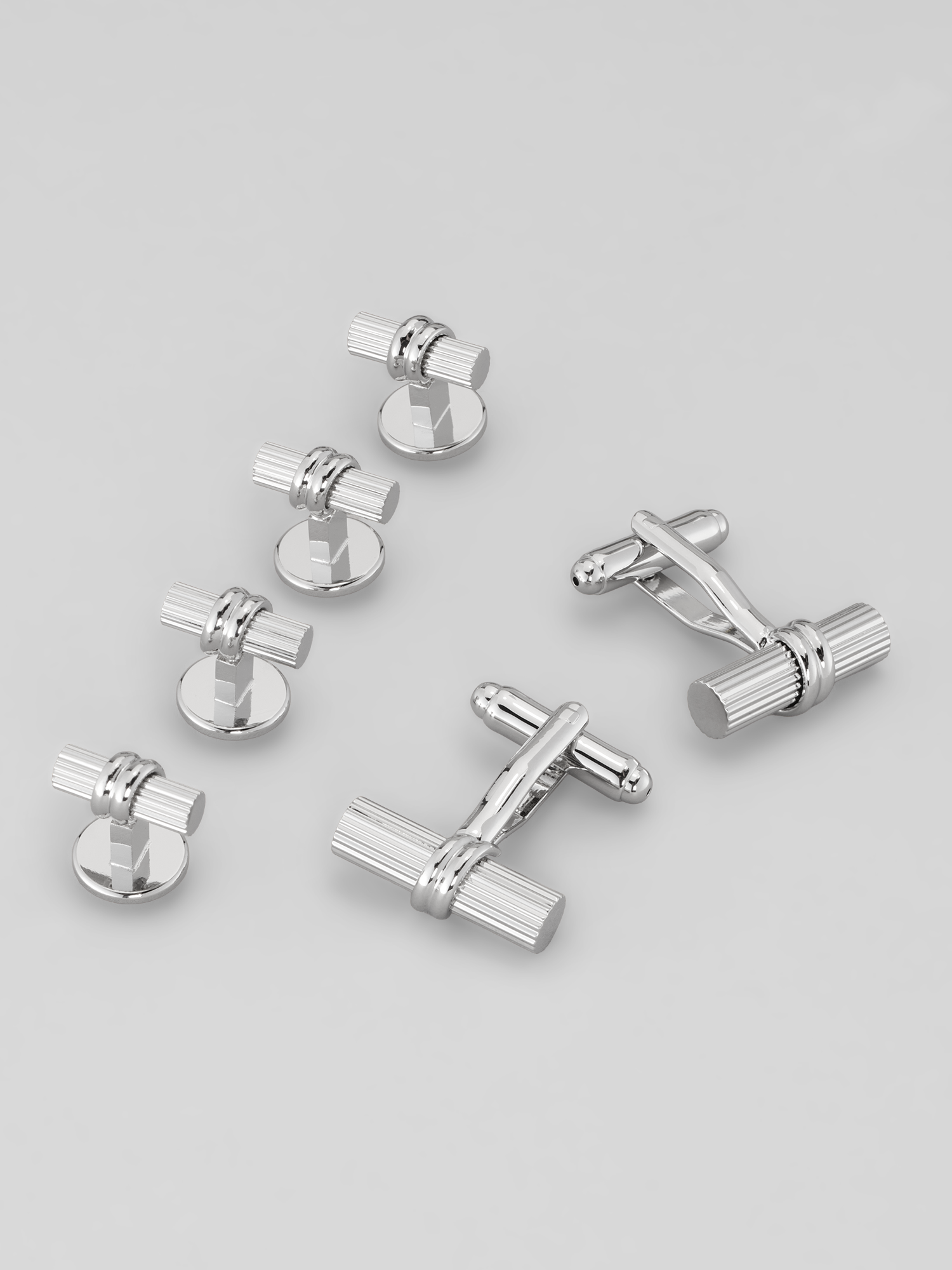 Etched Wrapped Stem Cufflink and Stud Set