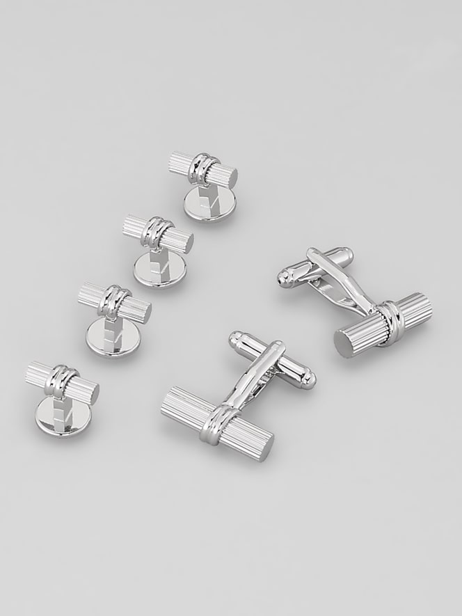 Pronto Uomo Etched Wrapped Stem Cufflink and Stud Set