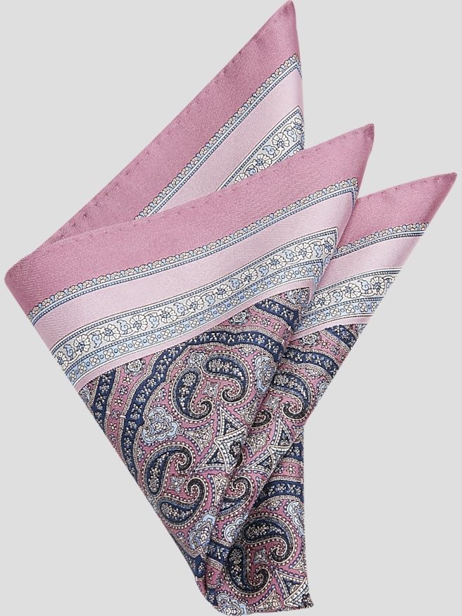Joseph Abboud Men's Paisley Silk Pocket Square , Fushia / Purple
