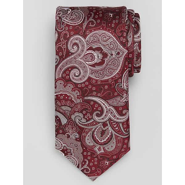 Joseph Abboud Heritage Persian Paisley Tie in Burgundy Dark Red – 100% Silk Men’s Necktie, One Size