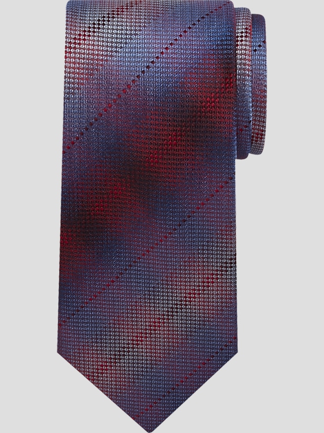Pronto Uomo Big & Tall Men's Ombre Plaid Tie , Red