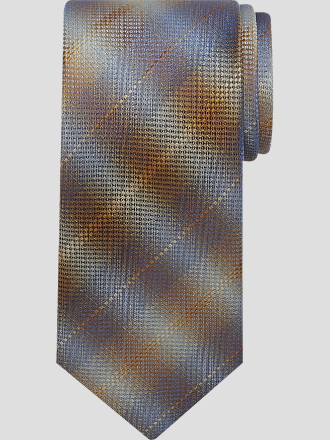 Pronto Uomo Men's Ombre Plaid Tie , Gold / Metallic