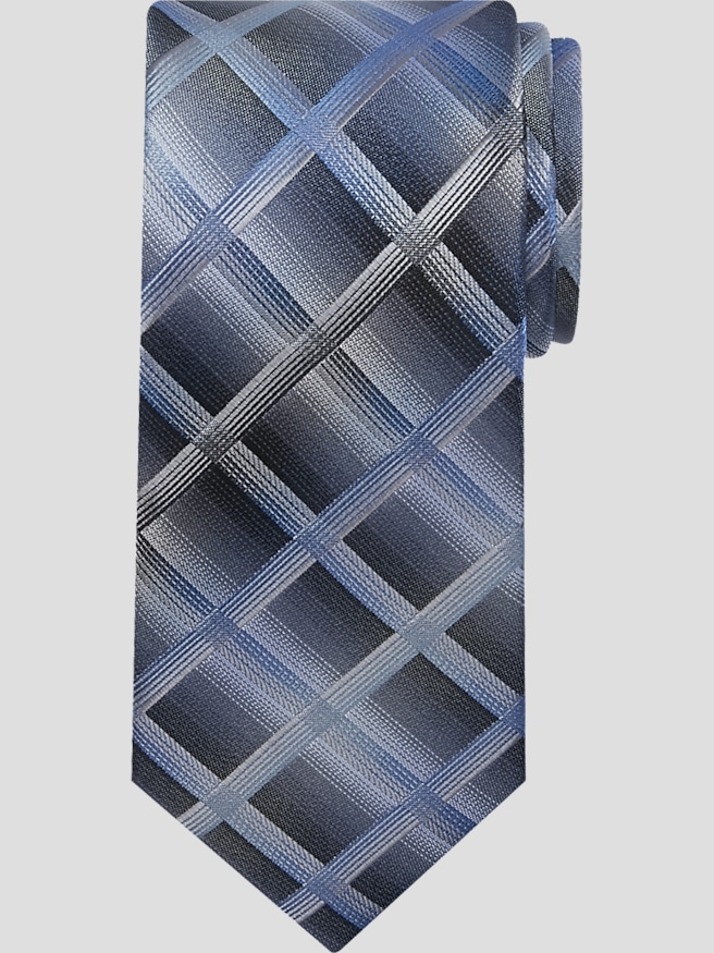 Pronto Uomo Men's Bold Ombre Plaid Tie , Blue