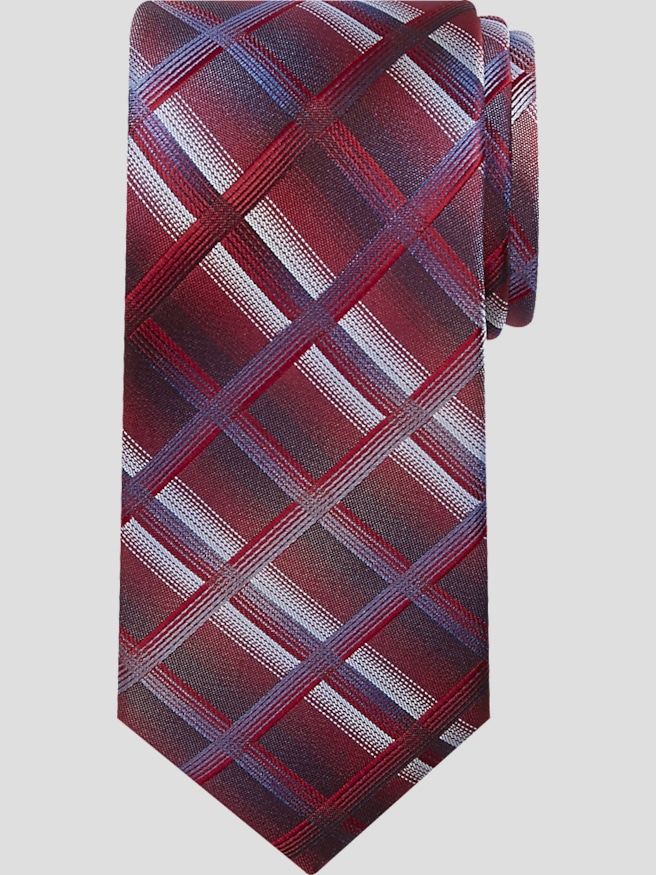 Pronto Uomo Men's Bold Ombre Plaid Tie , Red