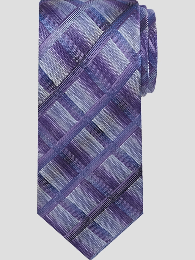Pronto Uomo Men's Bold Ombre Plaid Tie , Purple